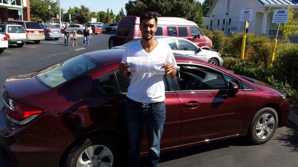 Jason went with local driving school took 1 1/2 hour lesson with Pau Rhodes  and passed his dmv test yesterday.