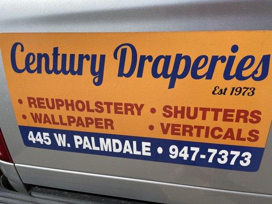 If you see this sign drive by or in your neighborhood and you are considering updating your window treatments, give us a call.