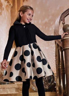 Elegant Velvet Polka dot dress for girls