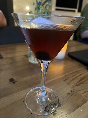 Rye rhubarb Manhattan