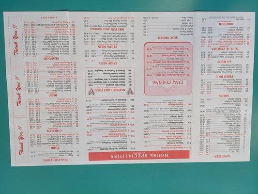 New menu featuring price increases.  Also no idea why upside down.  6/22.