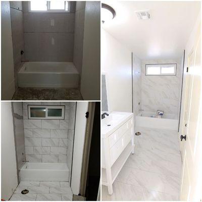 Complete bathroom remodel. New floors, shower, vanity, came out great