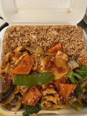 Chicken with veggies ( spicy) huge portions