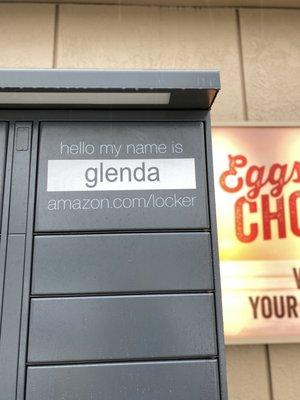 Amazon locker at this gas station. Their name is glenda!