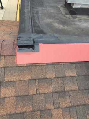 Custom Transition. EPDM to Asphalt shingles.