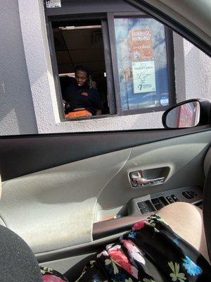 Chewing gum, all employees using mask as a chin diaper.