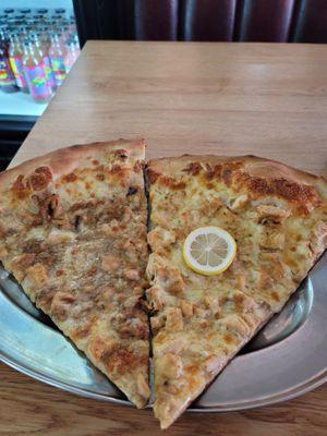 Chicken Marsala and Chicken Francese slices.