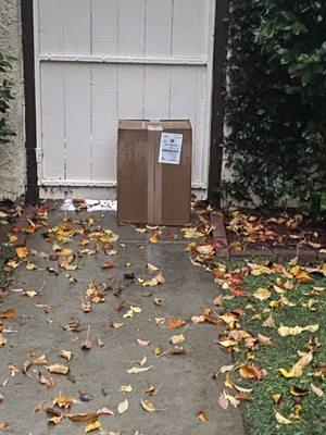 Box left in rain with medical supplies.