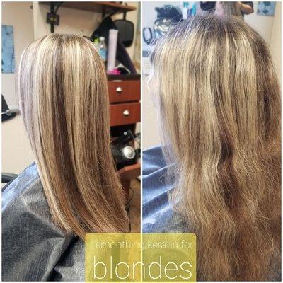 Smoothing keratin treatment for blondes