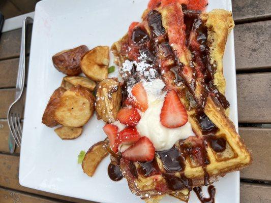 Nutella strawberry waffles