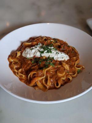 fettucine bolognese. house made ricotta