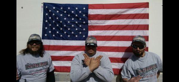 One of our crews proudly displaying our country