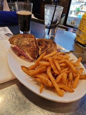 Reuben with beer fries