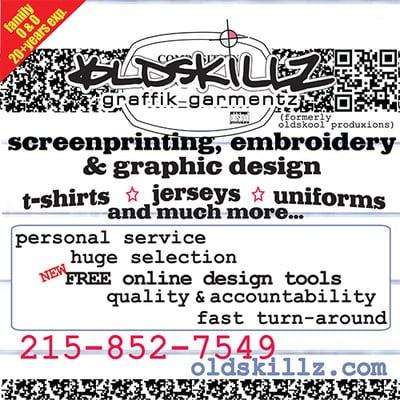 serving Bensalem and surrounding community for over 20 years! custom screenprinting, embroidery and design - oldskillz.com