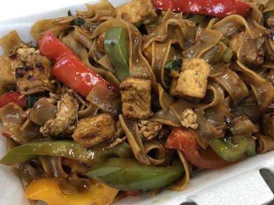 Drunken Noodles with fried tofu - mild+ Sooooo good!