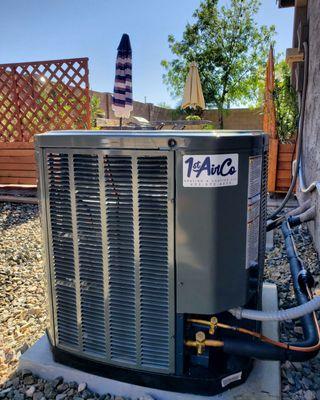 New Trane Condenser. You can barely hear it running when you are in your backyard!