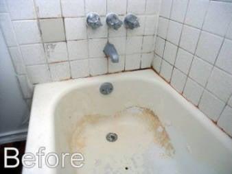 Before Tub & Tile, damaged,worn and stained