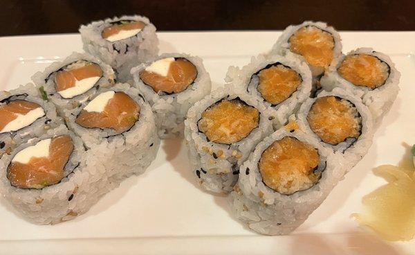 Philadelphia Roll and spicy salmon