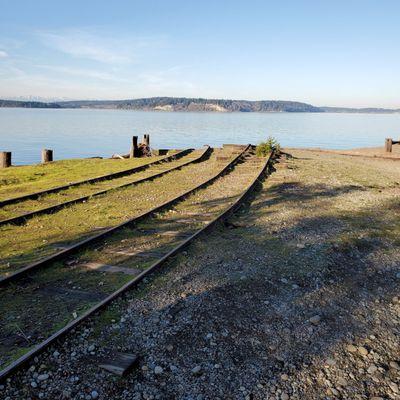 Abandoned railroad track at the beach.