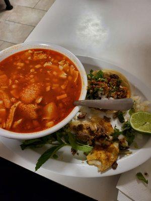 Asada tacos are delicious  Also got the menudo