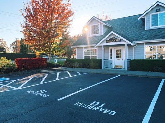 We offer reserved client parking out front, and also handicap parking as well!