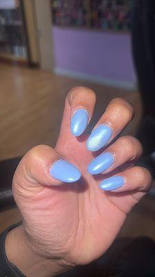 Blue chrome nails (with flash)