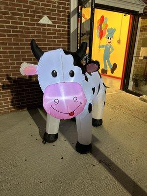 The cutest inflatable cow outside (we of course did an obligatory picture)