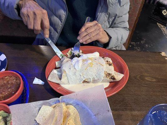 Forget the name but this is a burrito for the HUNGRY Man!