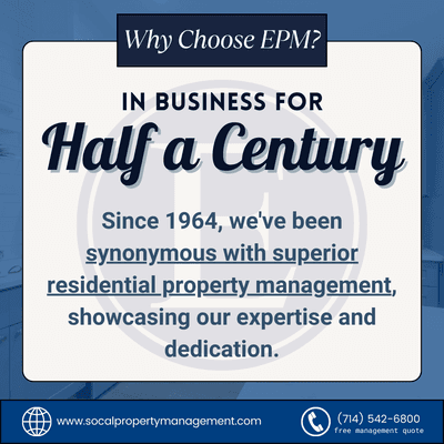 6 decades managing properties.  Join the legacy of an experienced Orange County property management firm at Enterprise Property Management.