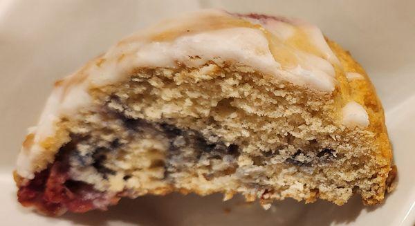 Cross section of our delicious lemon blueberry  scone