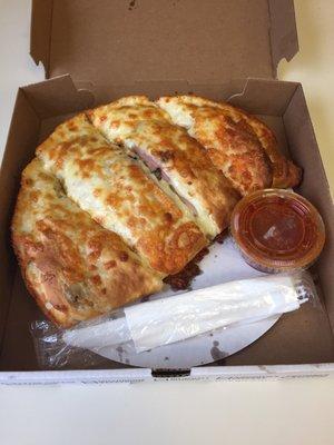 Ham and cheese calzone. And this is the SMALL!