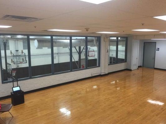 Dance Studio Overlooking the Basketball Court at the RFCC.  (Don't worry ladies, they can't see into the studio!)