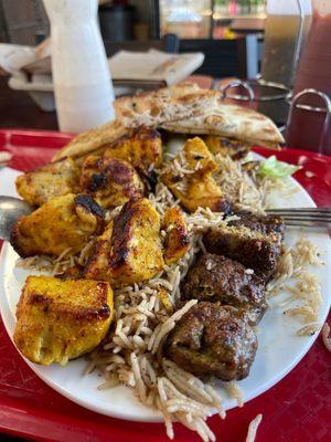 2 Chicken Tikka 1 Lamb Kofta with Brown Rice and Salad