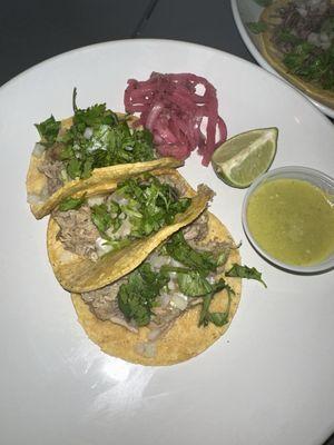 Carnitas mini tacos (only $1.50 on opening night!)