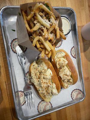 Egg salad and truffle fries