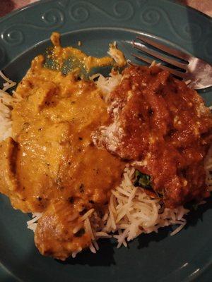 Chicken Korma and lamb rogan jash