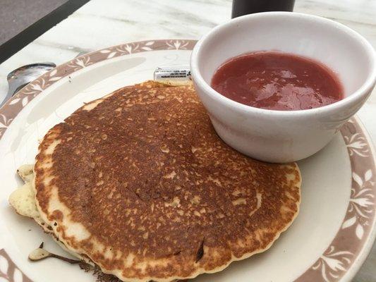 Sourdough pancakes with strawberry-rhubarb compote