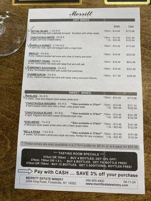 Wine menu page 2