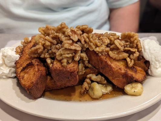 Banana walnut French toast (without the chocolate drizzle)