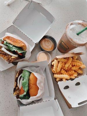 ShackBurger, Fries, Triple Chocolate Chip Shake