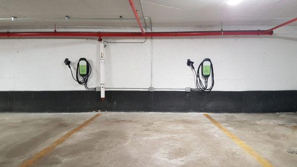 Tesla charger installation, EV charging station installation, Electric vehicle charger.