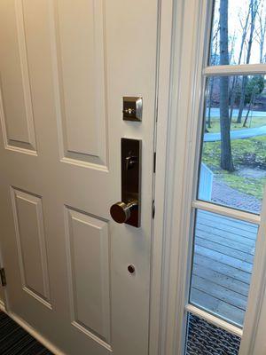 Front door handle and deadbolt