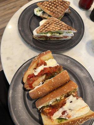 Chicken Parm and Chicken Bruschetta sandwiches