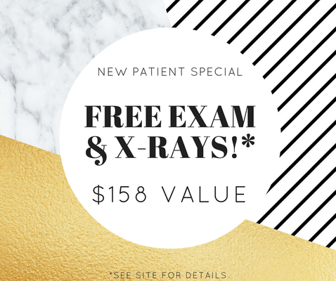 New Patient Special. Free Exam & X-Rays. $158 value. See site for details.