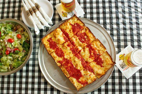 pizza check, salad check, beer check