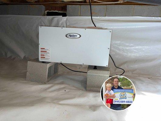 Justin Johnson - Apex, NC 27539 - crawl space encapsulation, dehumidifier, sump pump.