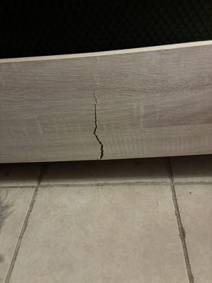 2 years old cracked on both sides no replacement since it collapsed while my kids and I were laying on it!!