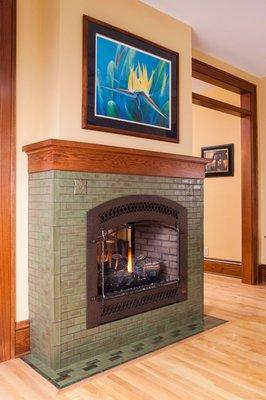 Arts & Crafts Fireplace in Pesto