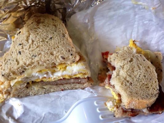 Egg sandwich with sausage