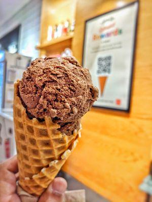 Dark chocolate waffle cone